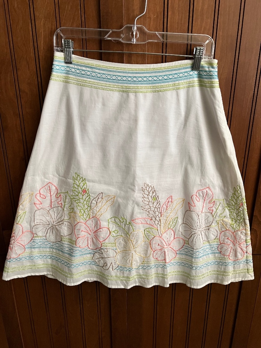 Think Tank A-line Silhouette Floral Embroidered Midi Skirt Size 6